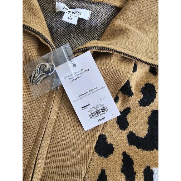 Nine West Leopard Print 1/4 Zip Sweater Women's Size L NWT - Picture 9 of 9